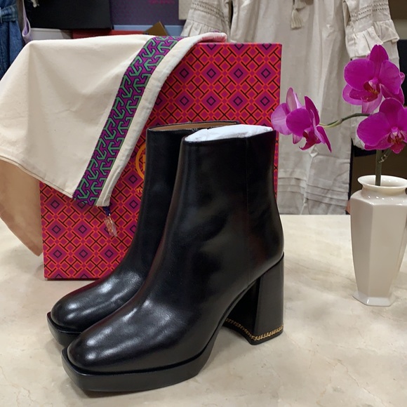 TORY BURCH RUBY PLATFORM CHAIN INLAY HEEL BOOTS - Picture 5 of 15